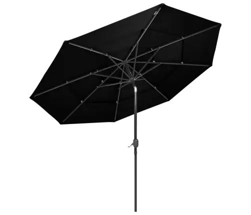 3-Līmeņu Saulessargs Ar Alumīnija Kātu, 3 M, Melns Vidaxl