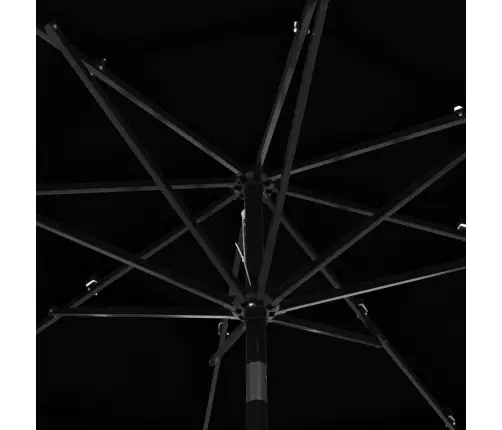 3-Līmeņu Saulessargs Ar Alumīnija Kātu, 3 M, Melns Vidaxl