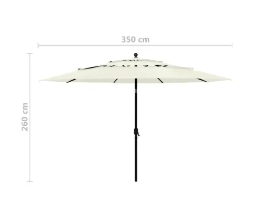 3-Līmeņu Saulessargs Ar Alumīnija Kātu, 3,5 M, Smilšu Krāsā Vidaxl