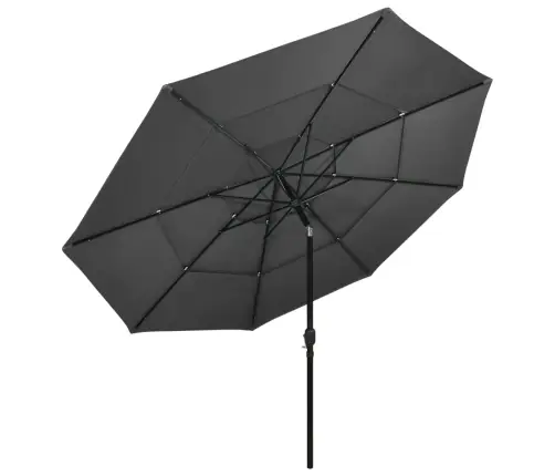 3-Līmeņu Saulessargs Ar Alumīnija Kātu, 3,5 M, Antracītpelēks Vidaxl