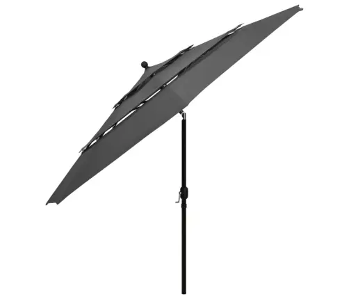 3-Līmeņu Saulessargs Ar Alumīnija Kātu, 3,5 M, Antracītpelēks Vidaxl