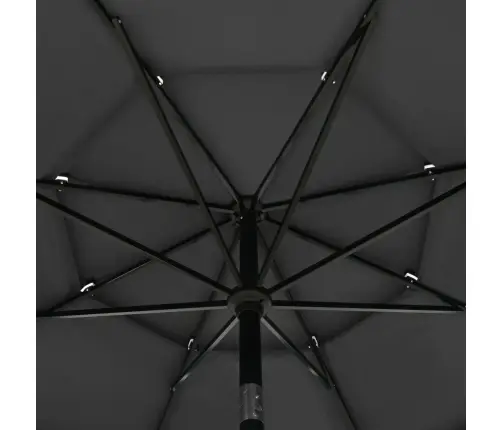 3-Līmeņu Saulessargs Ar Alumīnija Kātu, 3,5 M, Antracītpelēks Vidaxl