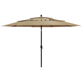 Sodo Skėtis Su Aliuminio Stulpu, Taupe Spalvos, 3,5M, 3 Aukščių