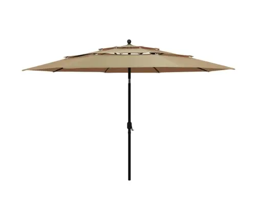 3-Līmeņu Saulessargs Ar Alumīnija Kātu, 3,5 M, Pelēkbrūns Vidaxl