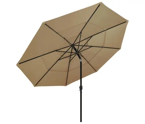 3-Līmeņu Saulessargs Ar Alumīnija Kātu, 3,5 M, Pelēkbrūns Vidaxl