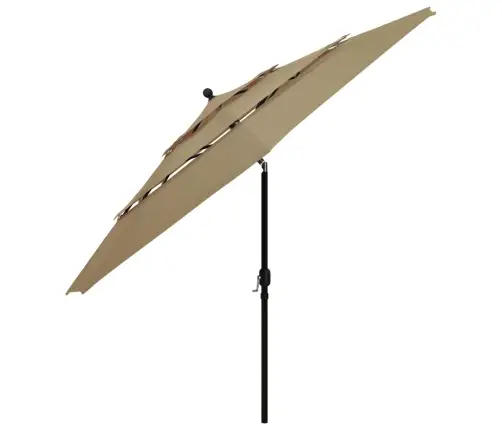 3-Līmeņu Saulessargs Ar Alumīnija Kātu, 3,5 M, Pelēkbrūns Vidaxl