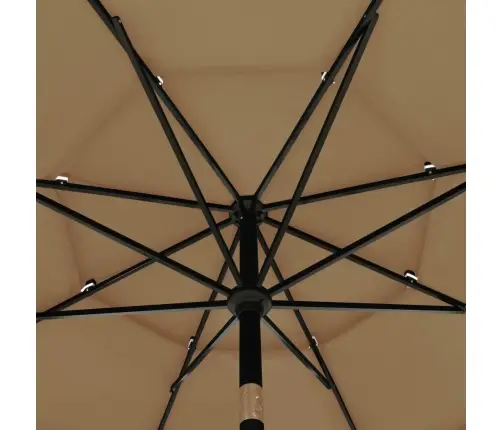 3-Līmeņu Saulessargs Ar Alumīnija Kātu, 3,5 M, Pelēkbrūns Vidaxl