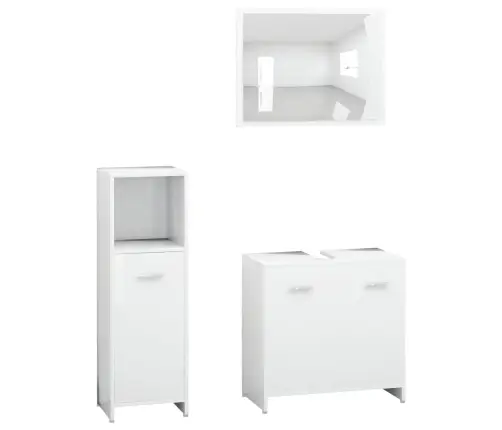 3-Daļīgs Vannasistabas Mēbeļu Komplekts, Balts, Skaidu Plāksne Vidaxl 3-Daļīgs Vannasistabas Mēbeļu Komplekts, Balts, Skaidu Plāksne Vidaxl