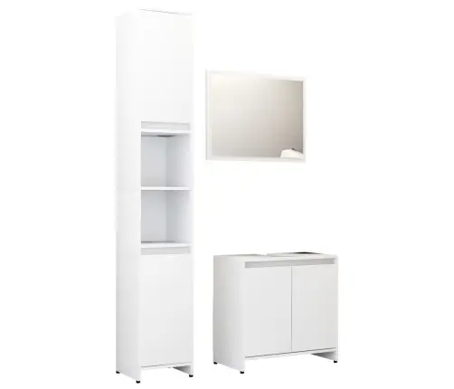 3-Daļīgs Vannasistabas Mēbeļu Komplekts Balts Inženierijas Koks Vidaxl