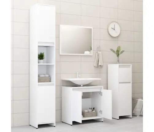 3-Daļīgs Vannasistabas Mēbeļu Komplekts Balts Inženierijas Koks Vidaxl