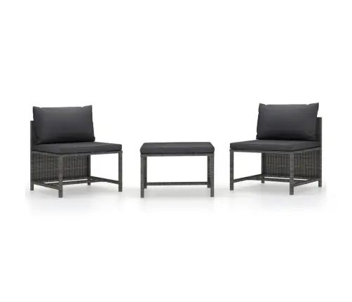 Sofos Komplektas Su Pagalvėlėmis, 3 Dalių, Pilkas, Poliratanas