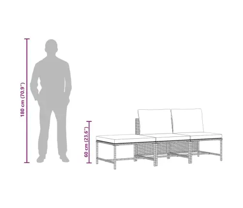 Sofos Komplektas Su Pagalvėlėmis, 3 Dalių, Pilkas, Poliratanas