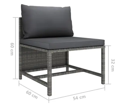 Keturvietė Sodo Sofa Su Pagalvėlėmis, Pilka, Poliratanas