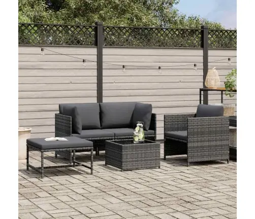 4-Daļīgs Dārza Dīvāna Komplekts Ar Matračiem, Pe Rotangpalma Vidaxl