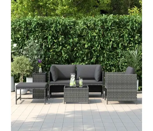 4-Daļīgs Dārza Dīvāna Komplekts Ar Matračiem, Pe Rotangpalma Vidaxl