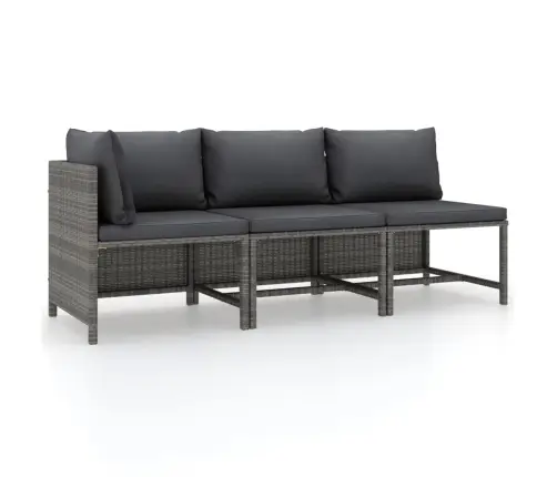 3-Daļīgs Dārza Atpūtas Mēbeļu Komplekts, Pelēka Pe Rotangpalma Vidaxl