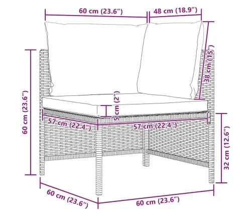 2-Osaline Aiamööblikomplekt Istmepatjadega, Polürotang, Hall