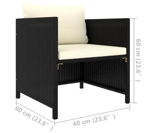 Sodo Sofa Su Pagalvėlėmis, Juodos Spalvos, Poliratanas