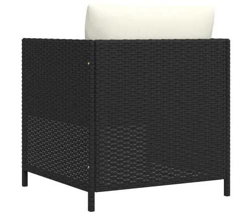 Sodo Sofa Su Pagalvėlėmis, Juodos Spalvos, Poliratanas