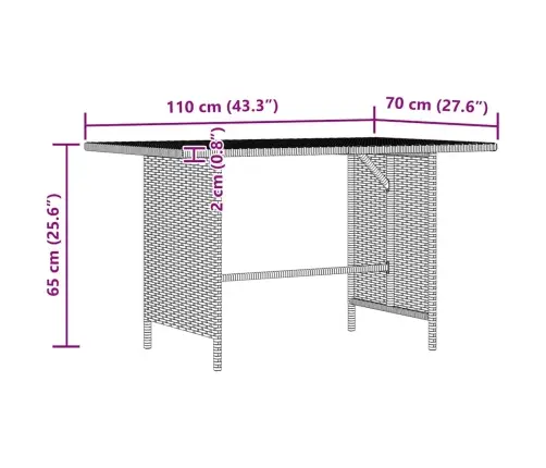 Dārza Galds, 110X70X65 Cm, Melna Pe Rotangpalma Vidaxl