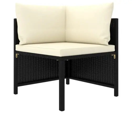 Trivietė Sodo Sofa Su Pagalvėlėmis, Juodos Spalvos, Poliratanas