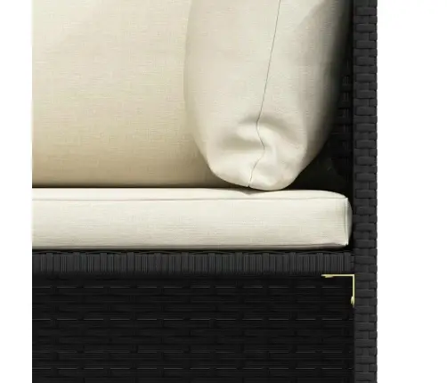 Trivietė Sodo Sofa Su Pagalvėlėmis, Juodos Spalvos, Poliratanas