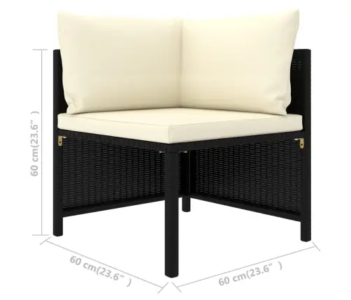 4-Osaline Aiadiivanikomplekt Patjadega, Must, Polürotang