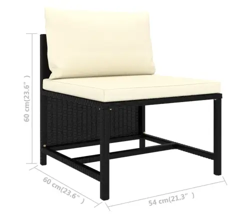 Sodo Komplektas Su Pagalvėlėmis, 3 Dalių, Juodas, Poliratanas