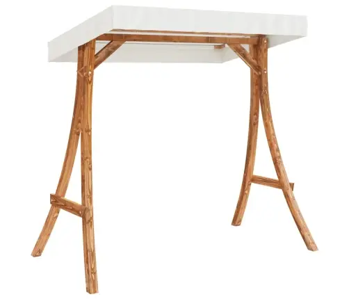 Šūpoļu Rāmis Ar Krēmkrāsas Jumtu, Liekts Koks Ar Tīkkoka Apdari Vidaxl