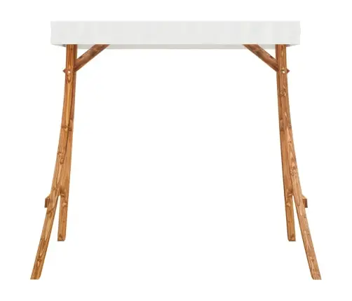 Šūpoļu Rāmis Ar Krēmkrāsas Jumtu, Liekts Koks Ar Tīkkoka Apdari Vidaxl