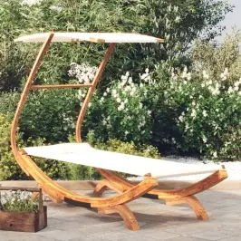 Lauko Gultas Su Stogeliu, Kreminis, 100X190X134cm Mediena
