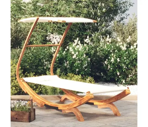Lauko Gultas Su Stogeliu, Kreminis, 100X190X134cm Mediena