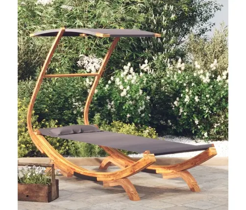 Katusega Lamamistool, 100X190X134 Cm Painutatud Puit Antratsiit