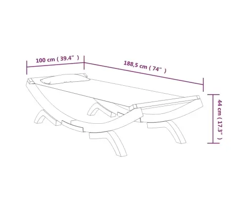 Āra Gulta, 100X188,5X44 Cm, Liekts Masīvkoks, Antracītpelēka Vidaxl