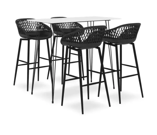 5-Daļīgs Bāra Mēbeļu Komplekts, Melns Ar Baltu Vidaxl