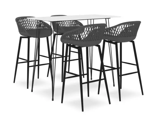 Baro Baldų Komplektas, 5 Dalių, Baltos Ir Pilkos Spalvos