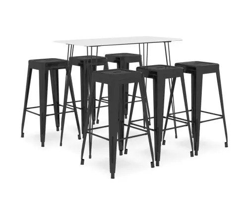 7-Daļīgs Bāra Mēbeļu Komplekts, Balts Ar Melnu Vidaxl