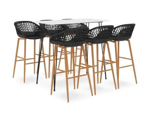 7-Daļīgs Bāra Mēbeļu Komplekts, Balts Ar Melnu Vidaxl