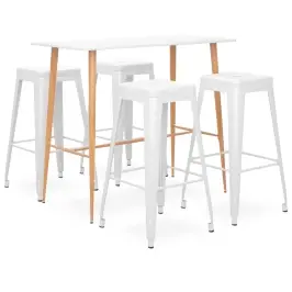5-Daļīgs Bāra Mēbeļu Komplekts, Balts Vidaxl