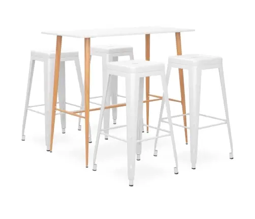 5-Daļīgs Bāra Mēbeļu Komplekts, Balts Vidaxl