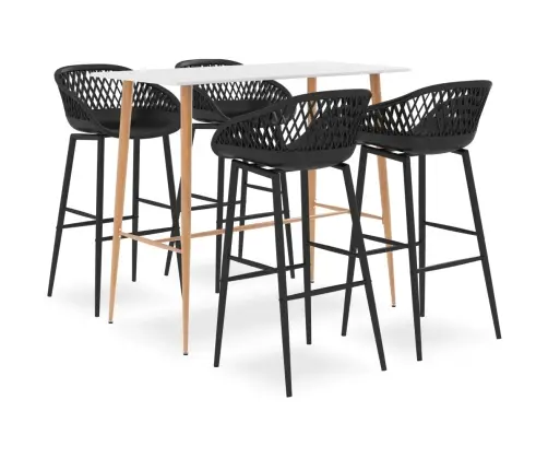 5-Daļīgs Bāra Mēbeļu Komplekts, Melns Ar Baltu Vidaxl