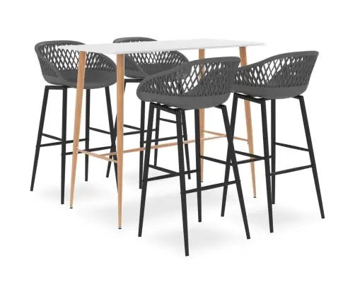 Baro Baldų Komplektas, 5 Dalių, Baltos Ir Pilkos Spalvos