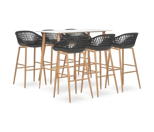 7-Daļīgs Bāra Mēbeļu Komplekts, Pelēks Ar Baltu Vidaxl