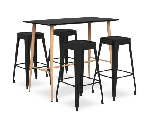 5-Daļīgs Bāra Mēbeļu Komplekts, Melns Vidaxl