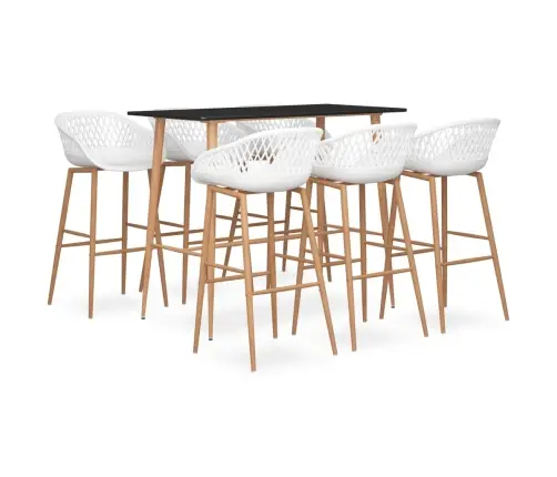 7-Osaline Baarimööbli Komplekt, Must Ja Valge