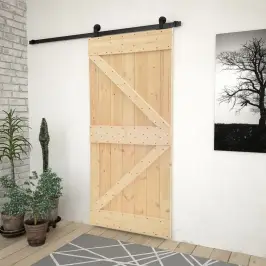 Bīdāmās Durvis Ar Stiprinājumiem, 80X210 Cm, Priedes Masīvkoks Vidaxl