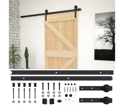 Bīdāmās Durvis Ar Stiprinājumiem, 90X210 Cm, Priedes Masīvkoks Vidaxl