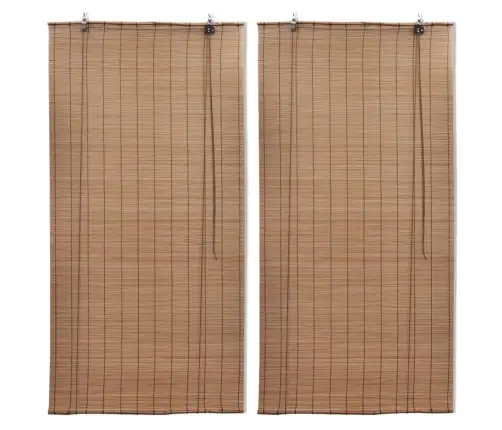 Roletai, 2Vnt., Rudos Spalvos, 80X160cm Bambukas
