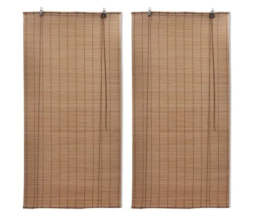 Ruļļu Žalūzijas, 2 Gab., Brūns Bambuss, 120 X 220 Cm Vidaxl