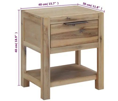 Naktsskapīši Ar Atvilktnēm, 2 Gab., 40X30X48 Cm, Akācijas Koks Vidaxl